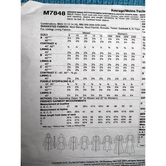 McCalls 7848 pattern coat fit and flare size 8 10 12 14 16 - Picture 4 of 6